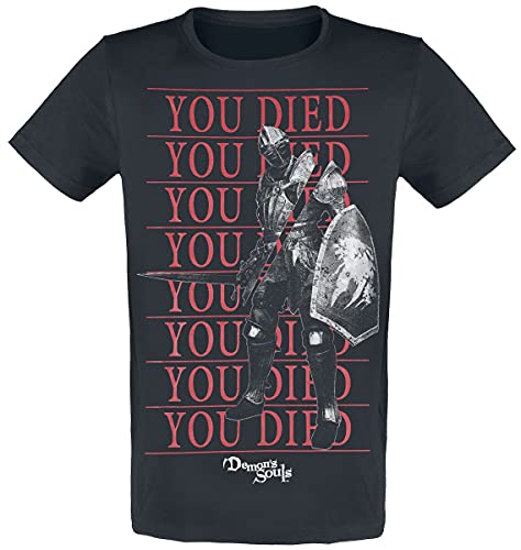 Demon'S Souls You Died Knight Hombre Camiseta Negro L, 100% algodón, Regular