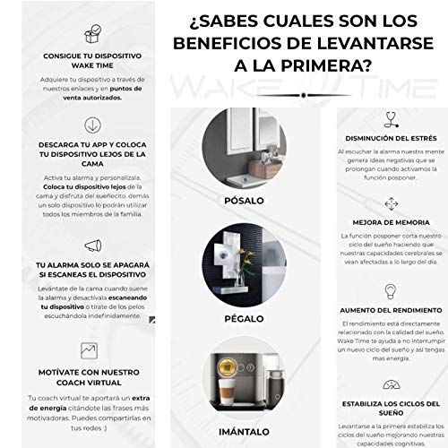 Despertador Wake Time (Oro) -Dificultad alta - El dispositivo enlaza con el software de Wake Time (funcionalidad de apagado inmediato) - Resistente a caídas y líquidos - Versión PRO de App incluida. -