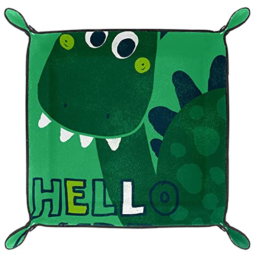 Dinosaurio Hello Green Valet Tray para hombres Key Wallet monedero viaje