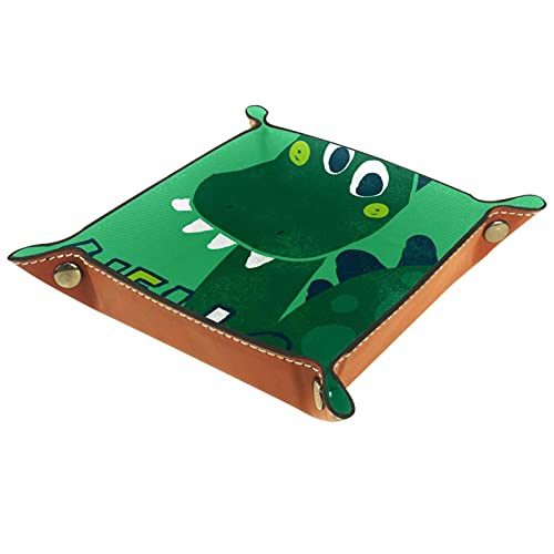 Dinosaurio Hello Green Valet Tray para hombres Key Wallet monedero viaje