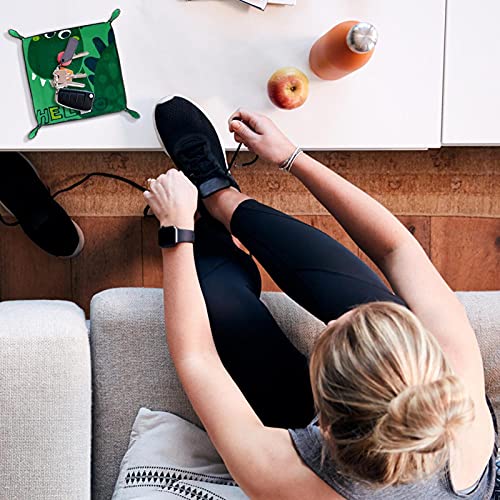 Dinosaurio Hello Green Valet Tray para hombres Key Wallet monedero viaje