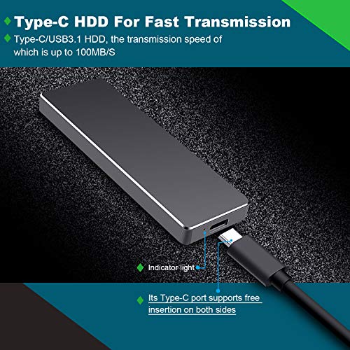 Disco Duro Externo 2tb Type C USB 3.1 Disco Duro Externo para PC, Mac, MacBook, Chromebook, Xbox (2tb, Negro)