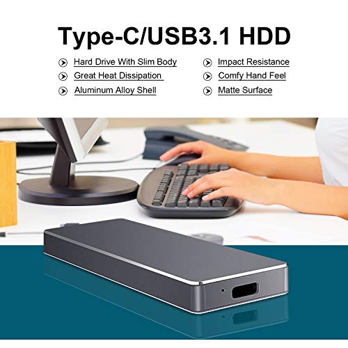 Disco Duro Externo 2tb Type C USB 3.1 Disco Duro Externo para PC, Mac, MacBook, Chromebook, Xbox (2tb, Negro)