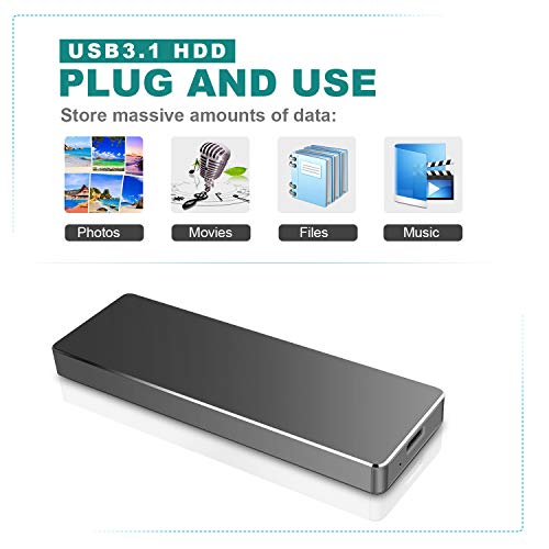 Disco Duro Externo 2tb Type C USB 3.1 Disco Duro Externo para PC, Mac, MacBook, Chromebook, Xbox (2tb, Negro)