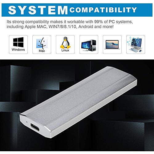 Disco duro externo portátil de 1 TB de 2 TB, disco duro externo ultrafino, compatible con PC, Mac, ordenador de sobremesa o ordenador portátil (2T), color plateado