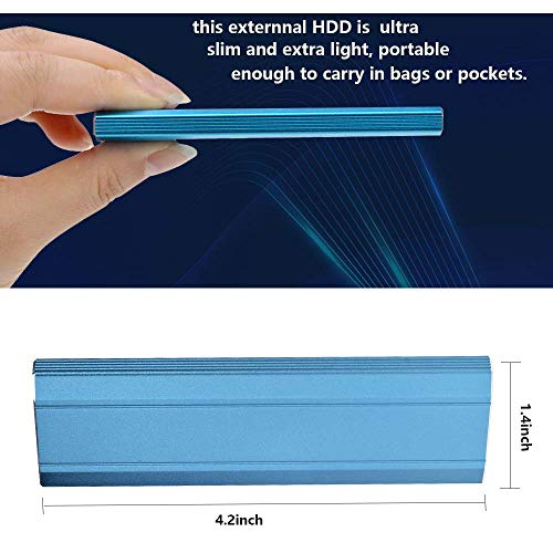 Disco duro externo portátil de 1 TB de 2 TB, disco duro externo ultrafino, compatible con PC, Mac, ordenador de sobremesa o ordenador portátil (2T), color plateado