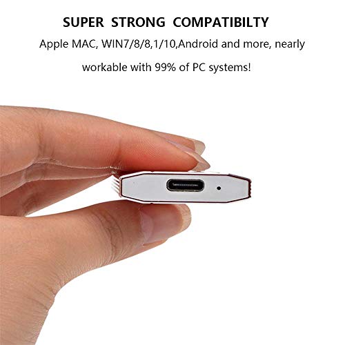 Disco duro externo portátil de 1 TB de 2 TB, disco duro externo ultrafino, compatible con PC, Mac, ordenador de sobremesa o ordenador portátil (2T), color plateado