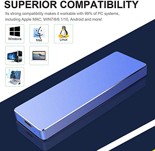 Disco Duro Externo portátil de 2TB Disco Duro Externo USB 3.1 de Alta Velocidad Disco Duro Externo Disco Duro Externo para Mac, PC, Laptop (2TB, Blue)