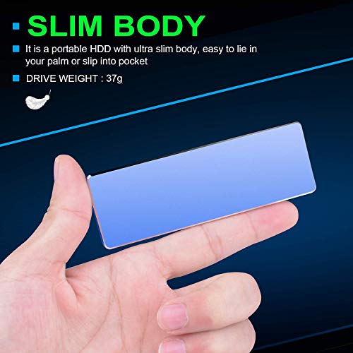 Disco Duro Externo portátil de 2TB Disco Duro Externo USB 3.1 de Alta Velocidad Disco Duro Externo Disco Duro Externo para Mac, PC, Laptop (2TB, Blue)