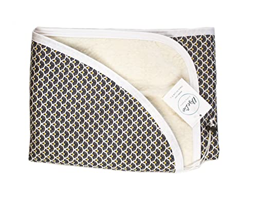 DiseLio Funda Tabla de Planchar 2 Capas, Estampado Pavo Real Negro. Adaptable a Tablas de hasta 42 x 120 cm. Tela y Acolchado de algodón. (FTP 2C EST Pav_Re N)