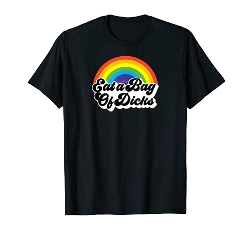 Divertido Comer Una Bolsa De Pollas Arco Iris Adulto Humor Vulgar Camiseta
