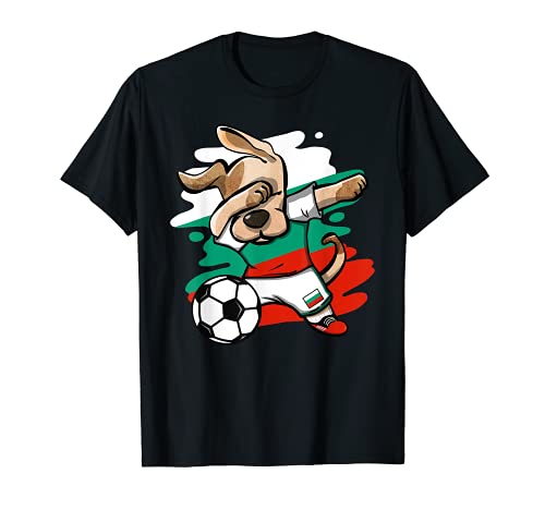 Divertido Dabbing Perro Fútbol de Bulgaria - Bandera Deporte Camiseta