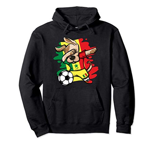 Divertido Dabbing Perro Fútbol de Senegal - Bandera Deporte Sudadera con Capucha