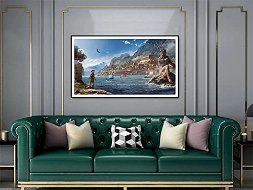 DIY 5D Pintura de Diamante Kits,Assassin's Creed Odyssey,Cuadrado Diamond Painting,Hijos Adultos Punto de Cruz Diamantes imitación Completo Bordado Diamante Arts Craft-Square drill-30x50cm