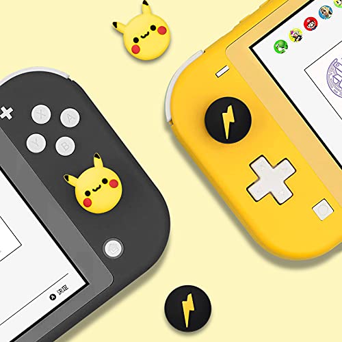 DLseego Tapas de Agarre del Pulgar Compatible con Switch y Switch Lite, Suave Silicona Joy-con Joystick Grip Cute 3D Analog Stick Cover- Pikachu y Flash (4Pcs)