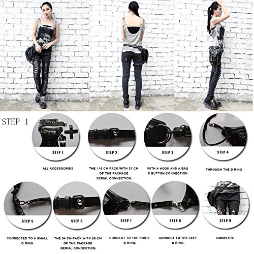 DM201605 Vintage Steam Punk Rock Retro Gothic Skull Waist Pack Shoulder Bag Wallet for Men Women