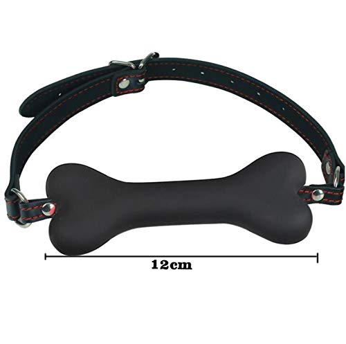 Dominate All-Stars Tapones de boca de cuero negro en forma de hueso de silicona multicolor juguete tapones de boca, Negro, Talla única