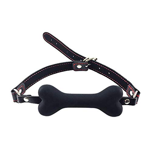 Dominate All-Stars Tapones de boca de cuero negro en forma de hueso de silicona multicolor juguete tapones de boca, Negro, Talla única