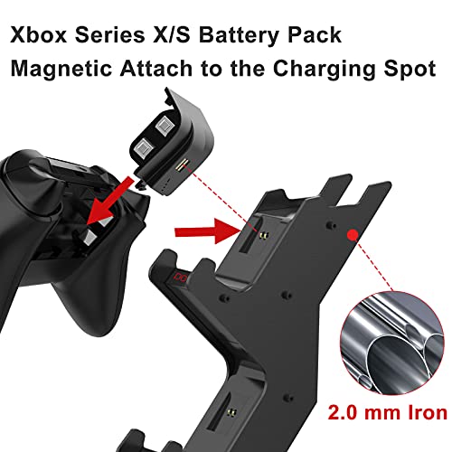 DOYO Soporte de vertical para Mando Xbox Series X / S es recargable, base de carga dual de alta velocidad estación de carga de controlador Soporte para auriculares Cargador con 2 Recargable Batería