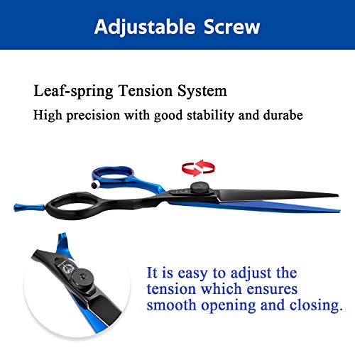 DRAGON RIOT Tijeras Peluquería Profesional, Tijeras Cortar Pelo de 6 Pulgadas, Tijeras Barbero con revestimiento de titanio ligero para hombres, mujeres y niños, Azul