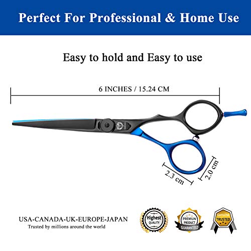 DRAGON RIOT Tijeras Peluquería Profesional, Tijeras Cortar Pelo de 6 Pulgadas, Tijeras Barbero con revestimiento de titanio ligero para hombres, mujeres y niños, Azul