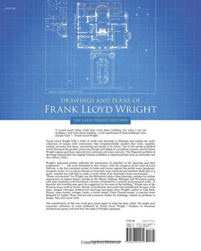 DRAWINGS & PLANS OF FRANK LLOY: The Early Period (1893-1909) (Dover Architecture)