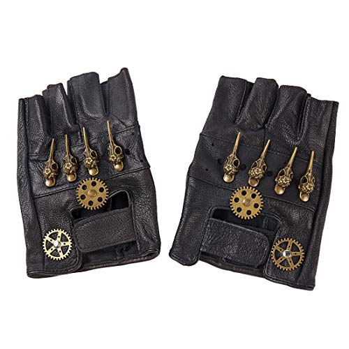 dream cosplay Guantes de Cuero Steampunk Hombre Gótico sin Dedos Mitones
