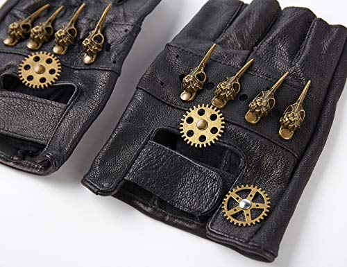 dream cosplay Guantes de Cuero Steampunk Hombre Gótico sin Dedos Mitones