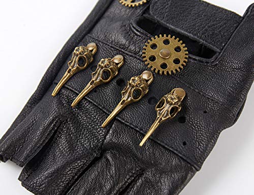 dream cosplay Guantes de Cuero Steampunk Hombre Gótico sin Dedos Mitones