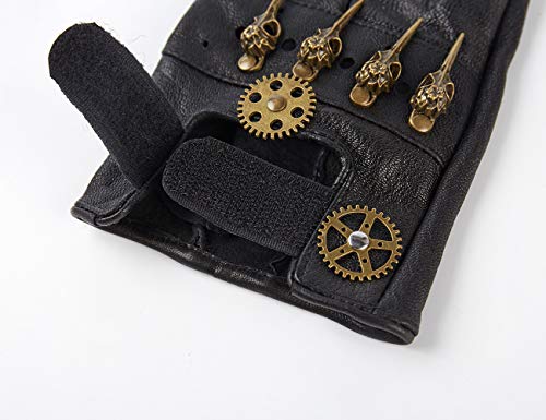 dream cosplay Guantes de Cuero Steampunk Hombre Gótico sin Dedos Mitones