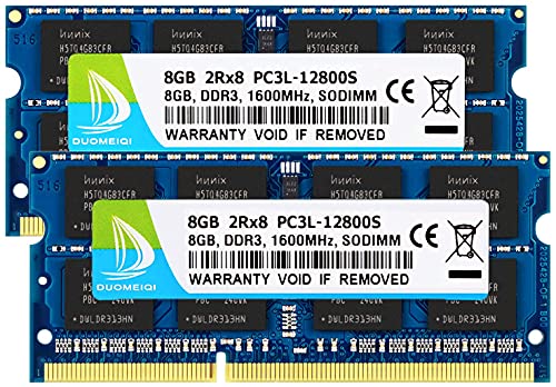 DUOMEIQI 16GB (2 x 8GB) Kit DDR3 / DDR3L 1600MHz SODIMM RAM PC3 / PC3L 12800S 2Rx8 1.35V /1.5V CL11 204 Pines RAM sin ECC para computadora portátil sin búfer