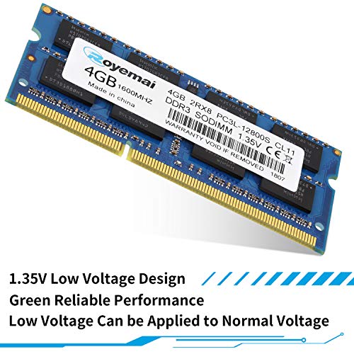 DUOMEIQI 4GB DDR3L 1600MHz PC3-12800 Unbuffered Non-ECC 1.35V CL11 2Rx8 Dual Rank 204 Pin SODIMM Portatil Memoria Principal Module Upgrade