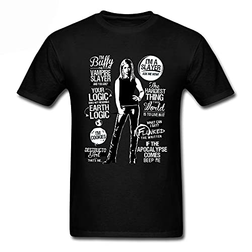 DwayneDennis Va-m-pire SL-ay-er Buffy Tshirt Quirkiness Ho-rror Movie Design Camisetas for Hombre Fu-nn-y Top T-Shirts Comfortable Clothes -M