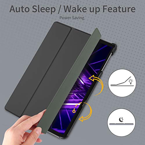 EasyAcc Funda Compatible con Lenovo Tab M10 FHD Plus 2nd Gen 10,3 Pulgadas con Cristal blindado Ultrafina con función Atril Encendido Apagado Automático, Negro