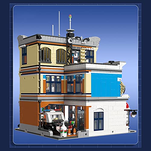 Edificio de casas modulares, 3111 + Pcs Street View Comisaría de policía de Europa con coches de policía Arquitectura creativa de bricolaje Casa modelo, Street View Blocks compatibles con Lego Creator