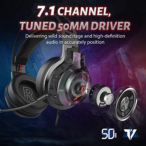 Edifier G4 TE - Auriculares de Diadema para PC, PS4, Auriculares para Juegos con Sonido Envolvente 7.1 con micrófono con cancelación de Ruido, Auriculares USB para Colocar sobre, 50mm, Negro
