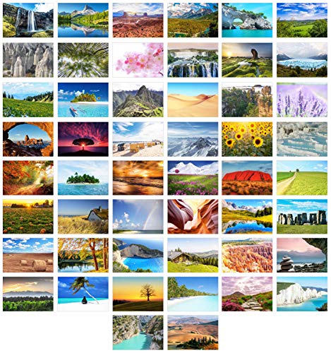 Edition Seidel Set de 50 tarjetas postales premium paisajes naturales del mar montañas, bosques, valles (20350)