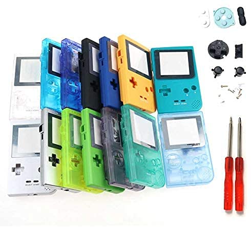 Einuz Carcasa protectora transparente Carcasa de plástico Carcasa Carcasa transparente con botones de repuesto para Gameboy Pocket GBP Game Console (amarillo)