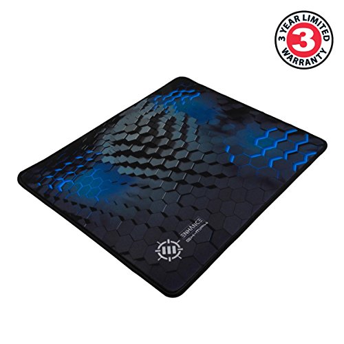 ENHANCE Alfombrilla Ratón Gaming Grande Superficie de Baja Fricción para Buen Deslizamiento de Ratón Costuras en los Bordes y Base de Goma Antideslizante Gamers Profesionales Azul