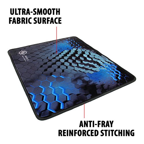 ENHANCE Alfombrilla Ratón Gaming Grande Superficie de Baja Fricción para Buen Deslizamiento de Ratón Costuras en los Bordes y Base de Goma Antideslizante Gamers Profesionales Azul