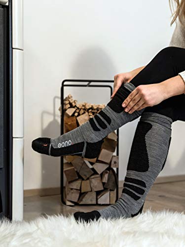 Eono Essentials Ski Socks (Basic o Premium), Grau (Base, 2-Pack), UE 39-42, UK 6-8