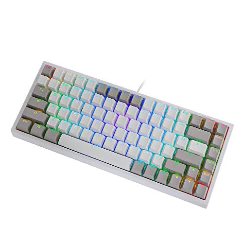 EPOMAKER EP84 - Teclado mecánico para videojuegos (84 teclas RGB, con PBT, teclas subterráneas para Mac/Win/Gamers) blanco grisáceo Gateron Brown Switch