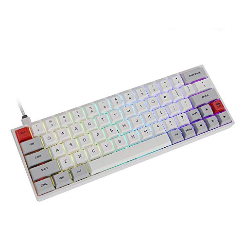 Epomaker SK64S 60% Bluetooth 5.1 Mechanical Keyboard Wireless Wired Dual Mode Mechanical Gaming Keyboard with RGB Backlight and PBT Keycaps (Gateron Optical Red, Grey)