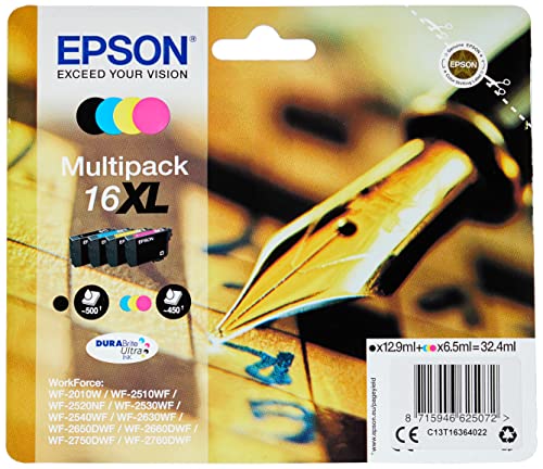 Epson C13T16364022 - Cartucho de tinta, multi-pack XL, multi-pack (negro, amarillo, magenta, cian)
