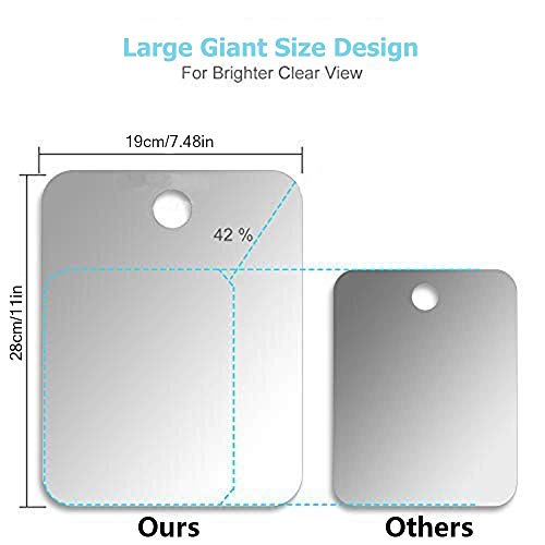 Espejo de afeitado sin niebla grande(11 x 7.48 pulgadas), incluye 1 gancho adhesivo,espejo de ducha antiniebla,espejo de ducha de maquillaje,espejo de ducha sin marco,espejo para colgar en la pared