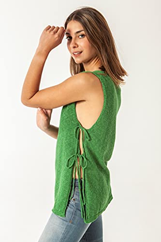 ETERKNITY - Camiseta Tank Top con Lazos Laterales para Mujer, Mezcla de Lino Reciclado y Algodón