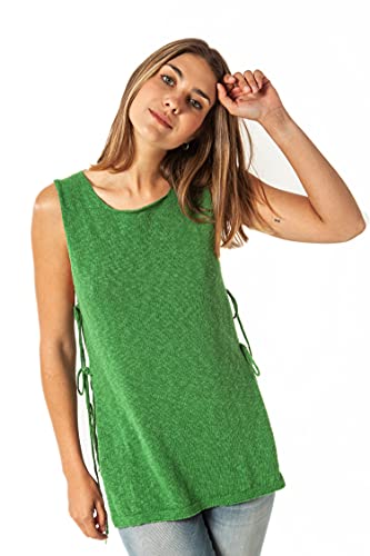 ETERKNITY - Camiseta Tank Top con Lazos Laterales para Mujer, Mezcla de Lino Reciclado y Algodón