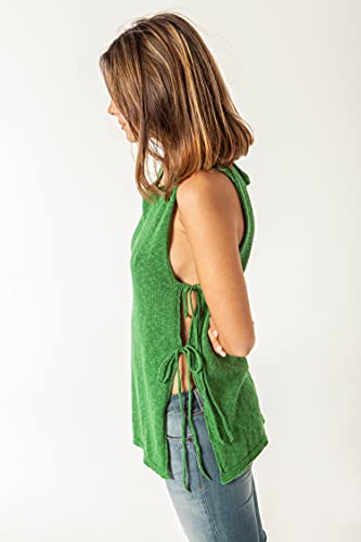 ETERKNITY - Camiseta Tank Top con Lazos Laterales para Mujer, Mezcla de Lino Reciclado y Algodón
