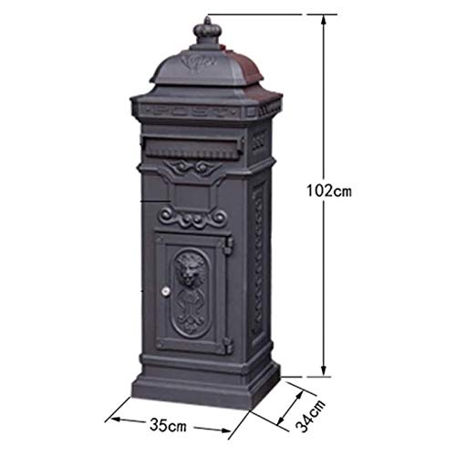 European-Style Villa Mailbox Outdoor Vertical Cast Aluminum Anti-Rust Mailbox Creative Pastoral Mailbox Waterproof Newspaper Box