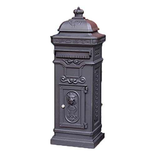 European-Style Villa Mailbox Outdoor Vertical Cast Aluminum Anti-Rust Mailbox Creative Pastoral Mailbox Waterproof Newspaper Box